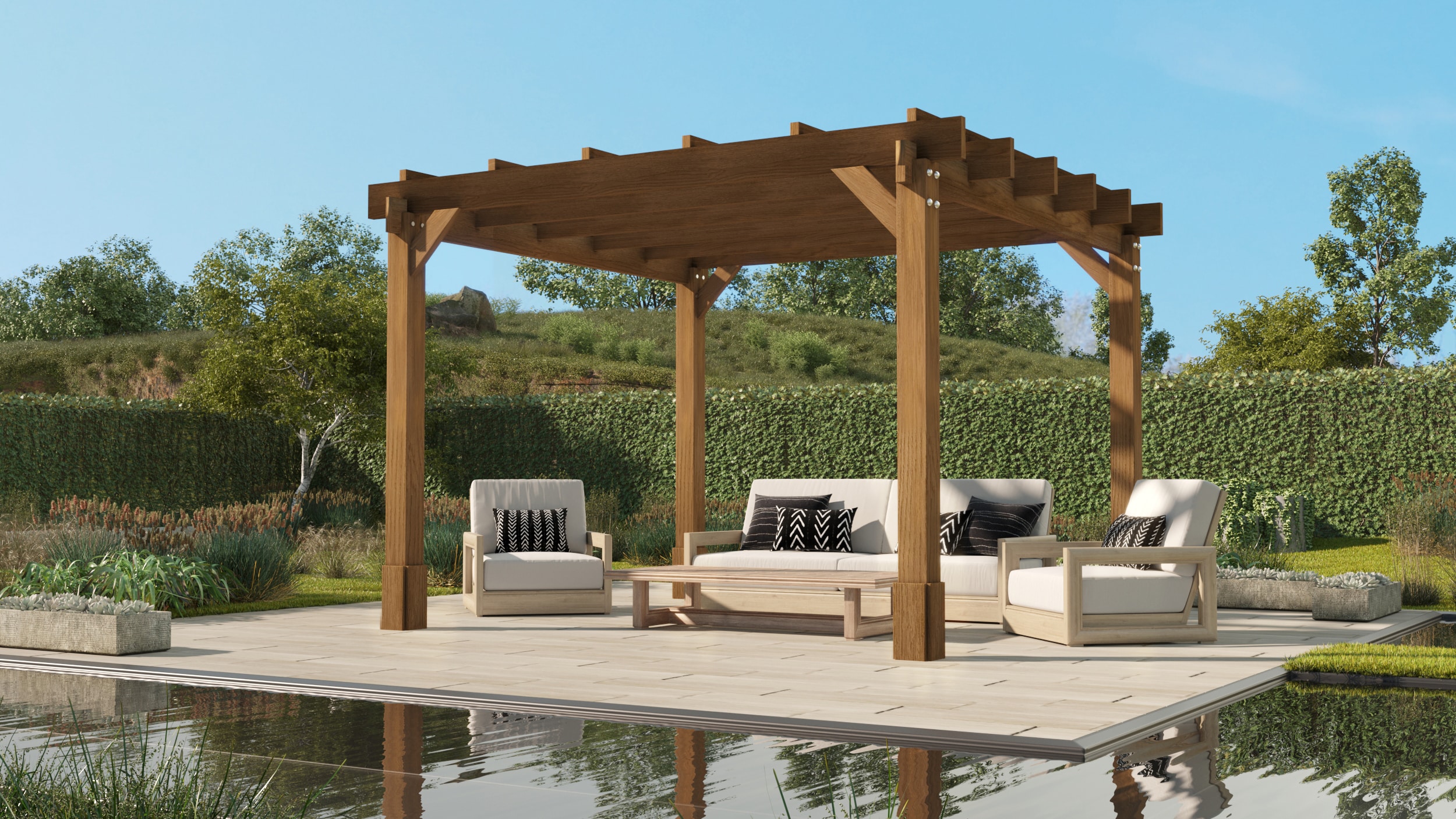 Opulence HandMade Wooden Pergola 3m x 3m (10' x 10') UK Manufactured