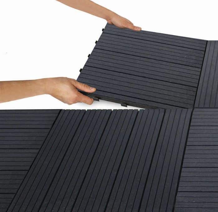 1 SQ/M Packs (11 Pcs) Anthracite Grey Composite Interlocking Decking