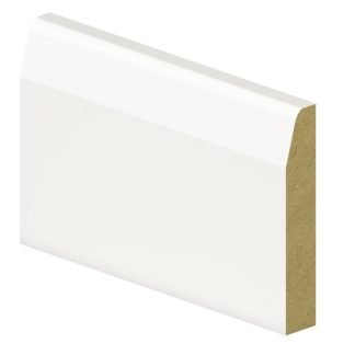 Primed MDF chamfered and round skirting board 18x144mm – white primed, moisture resistant